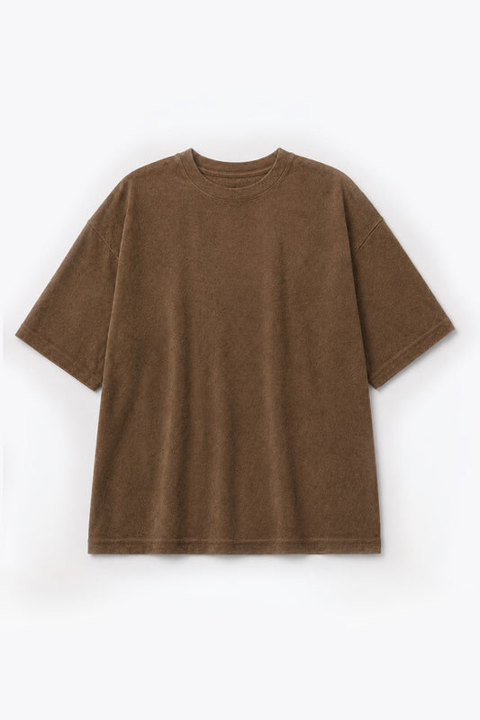 Süet Dokulu Basic Oversize Tişört